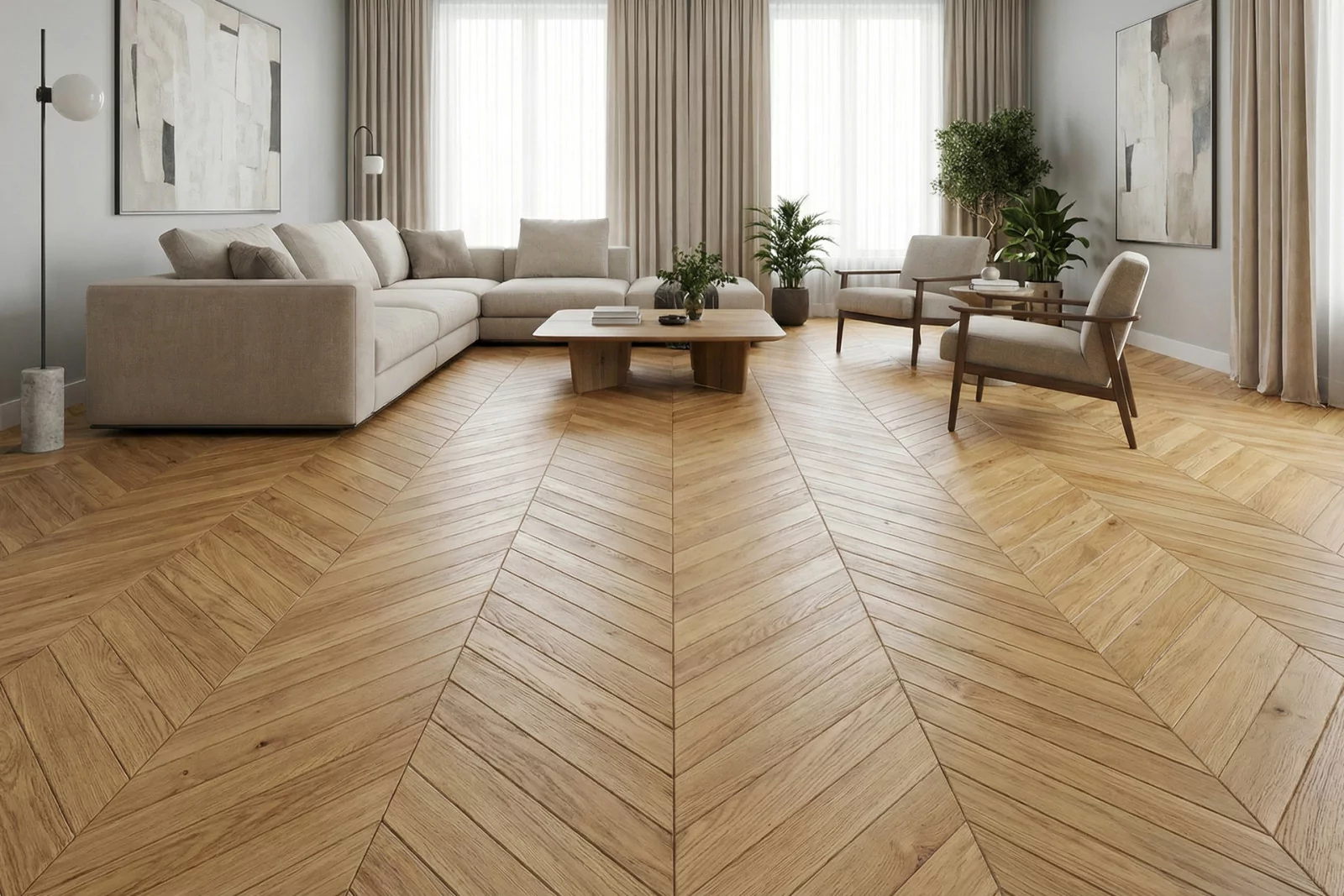 Parquet contrecollé chêne Point De Hongrie Nobless Vernis invisible, parquet contrecollé pas cher
