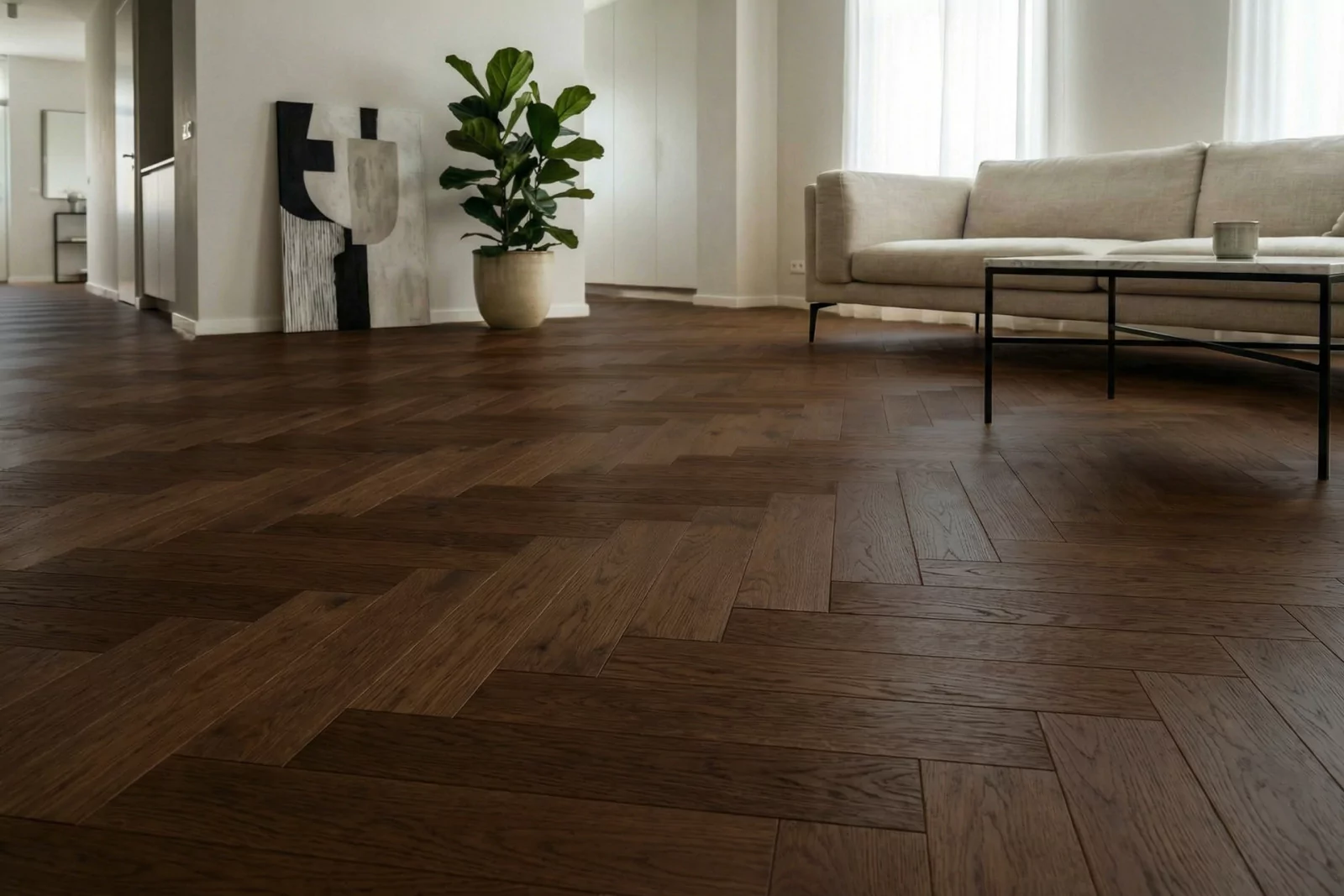 BÂTON ROMPU AUTHENTIC MARRON FUMÉ, parquet contrecollé pas cher