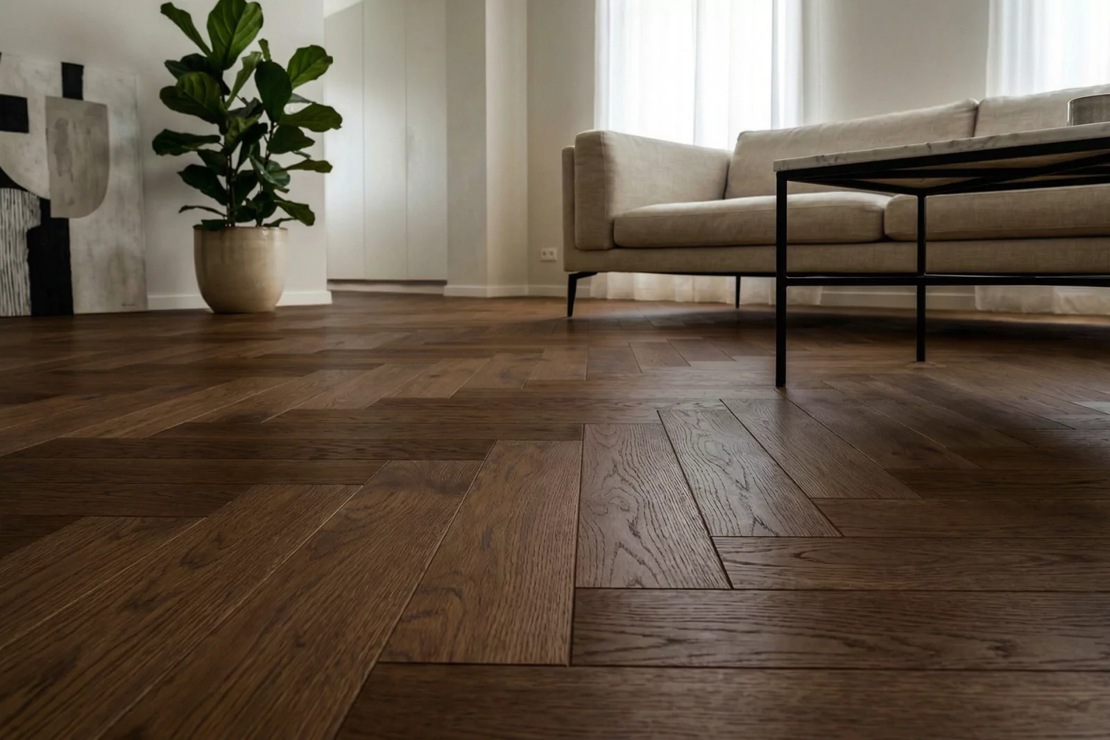 BÂTON ROMPU AUTHENTIC MARRON FUMÉ, parquet contrecollé pas cher